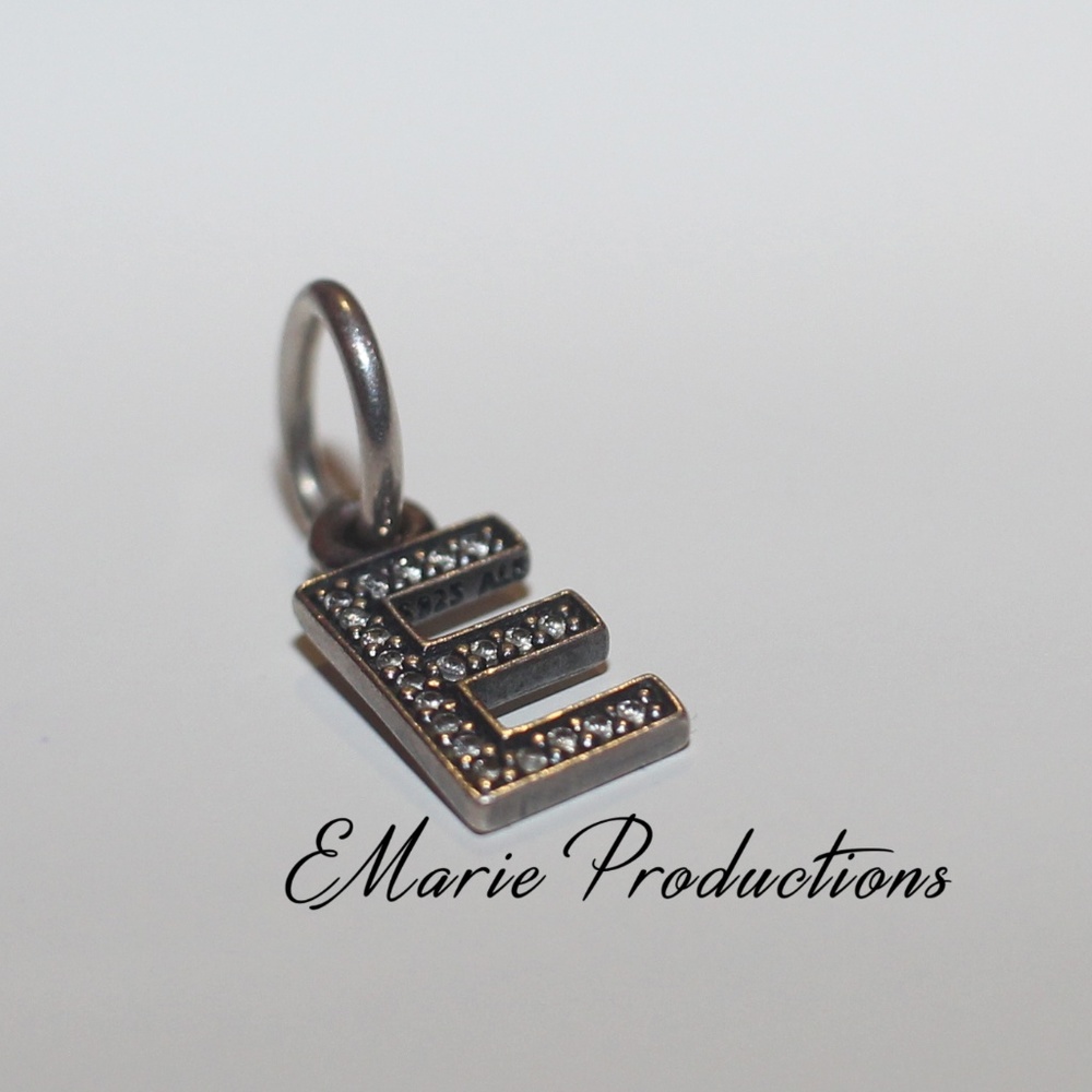 Pandora | Letter E Dangle Charm, Clear CZ